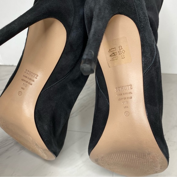 Schutz Ashlee Black Suede Slouch Heeled Boot 11B - Picture 14 of 16